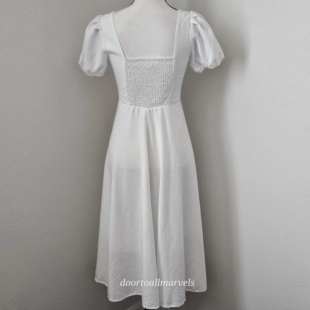 ASTR The Label Pippa Puff Sleeve Button Front Midi Dress XS Cottage Prairie - Picture 9 of 11